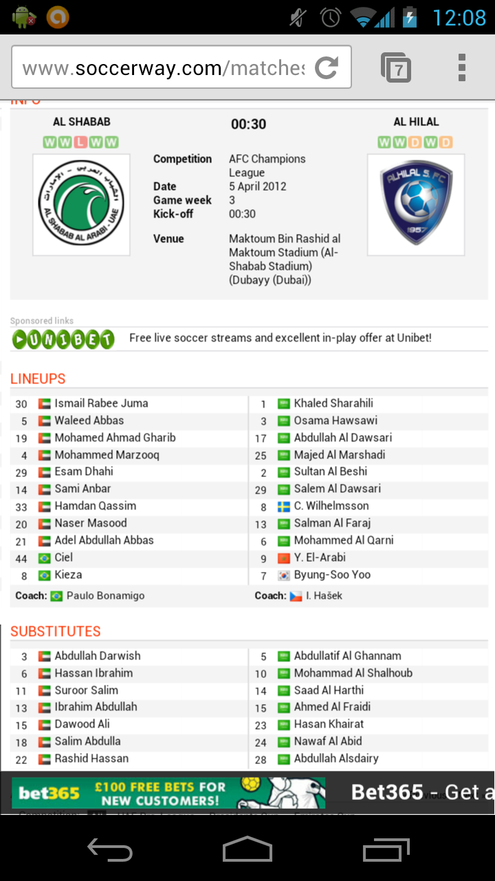 Screenshot_2012-04-05-00-08-31.png : 아챔 3R 알 샤밥(UAE) vs 알 힐랄 라인업. Screenshot_2012-04-05-00-08-31.png : 아챔 3R 알 샤밥(UAE) vs 알 힐랄 라인업.